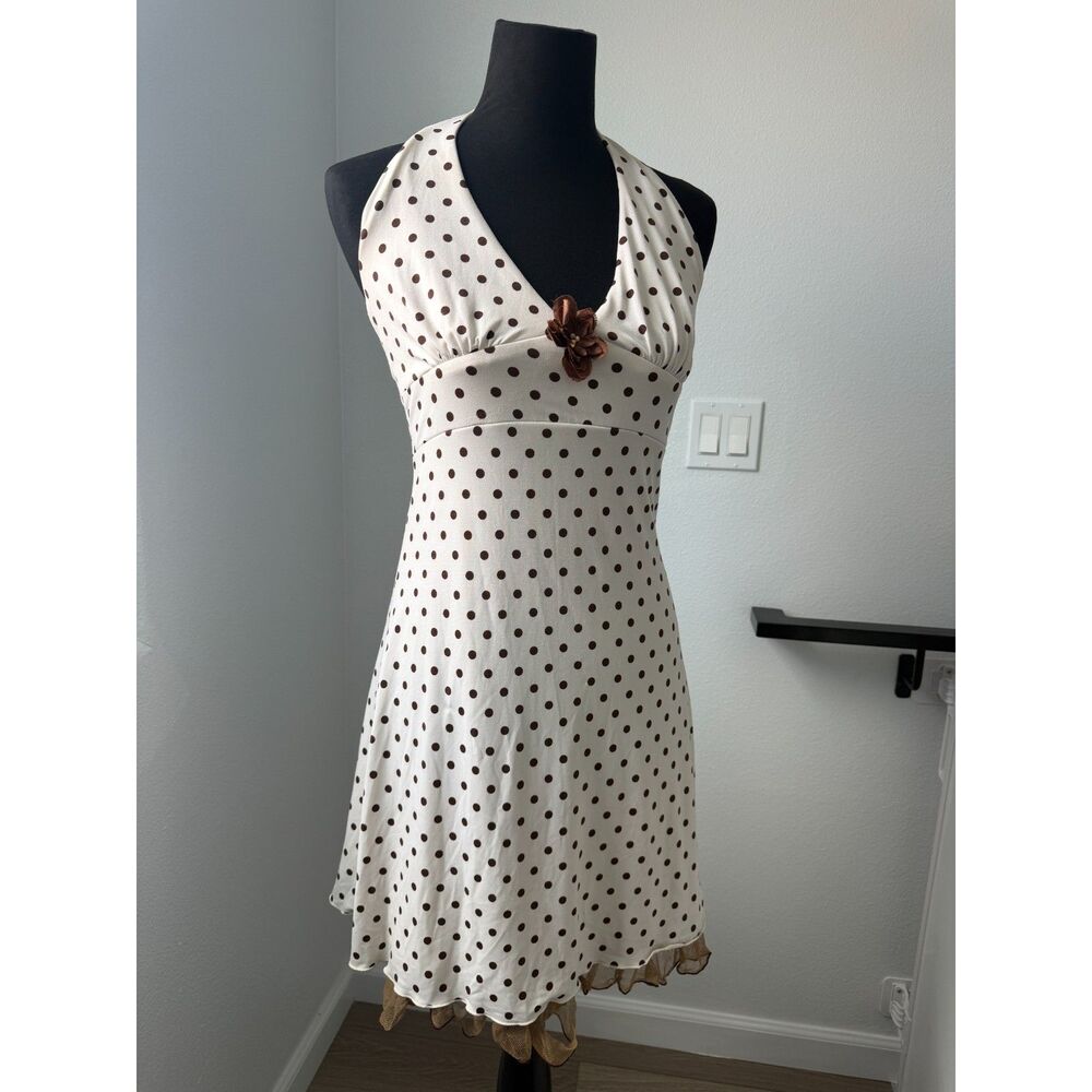 Vintage Y2K Ruby Rox Polka Dot Halter Mini Dress - Size L